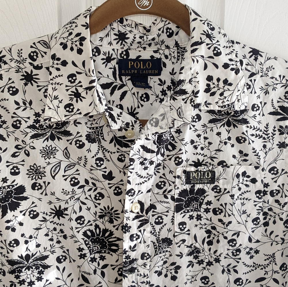 Polo Button Up Floral & Skulls
